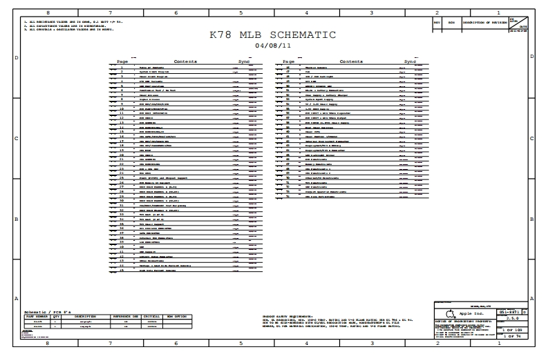 Apple-Macbook-Air-A1370_K78_MLB_051-8871_Rev2.5.0笔记本电器原理图