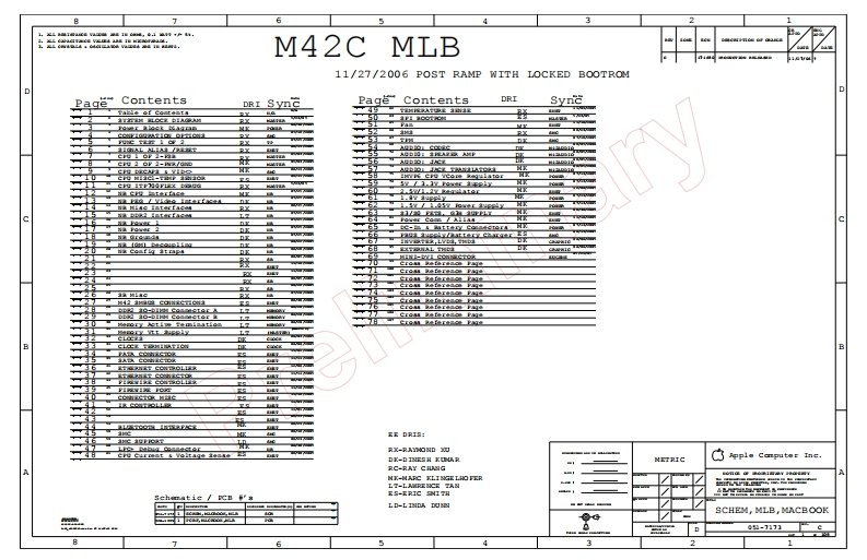 Apple-Macbook-FA255_M42C_MLB_MACBOOK_051-7173_RevC笔记本电器原理图