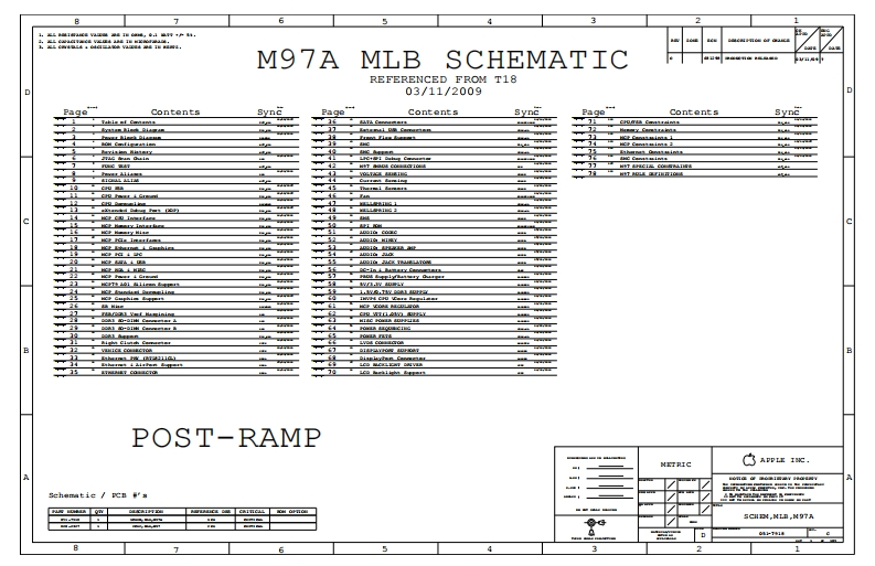 Apple-Macbook-Unibody-A1278_M97A_MLB_051-7918_Rev.C笔记本电器原理图