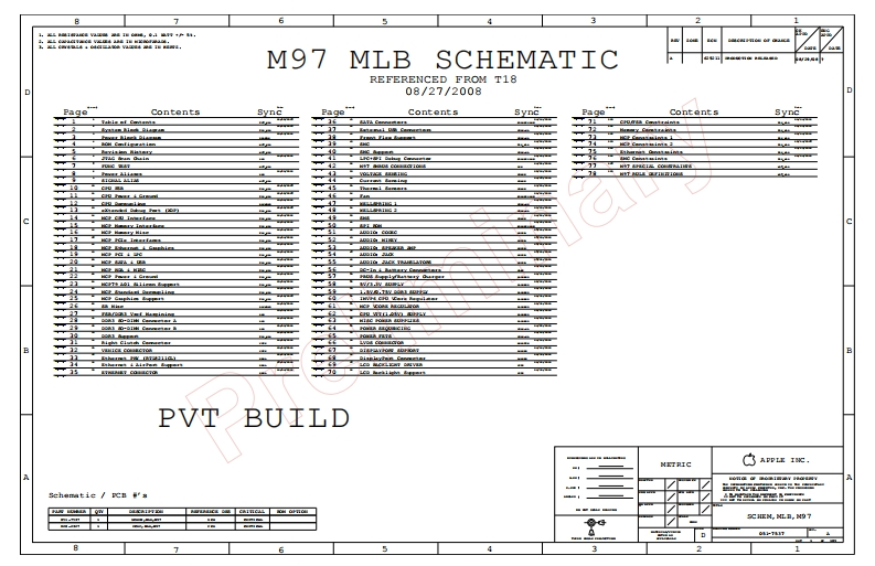 Apple-Macbook-Unibody-A1278_M97_MLB_PVT_T18_051-7537_RevA笔记本电器原理图