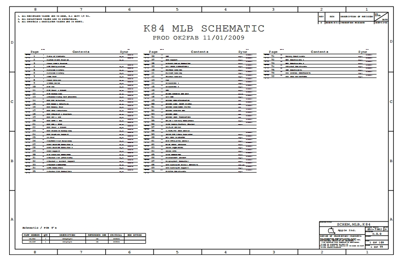 Apple-Macbook-Unibody-A1342_K84_MLB_PROD_OK2FAB_051-7982_RevC.0.0笔记本电器原理图