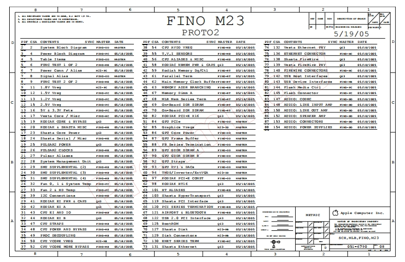 Apple-iMAC-G5_FINO_M23_PROTO2_MLB_051-6790_Rev08笔记本电器原理图