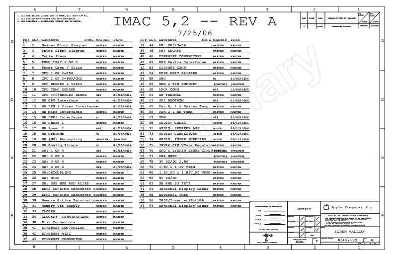 Apple_IMAC-5.2_VALLCO_051-7199_RevA笔记本电器原理图