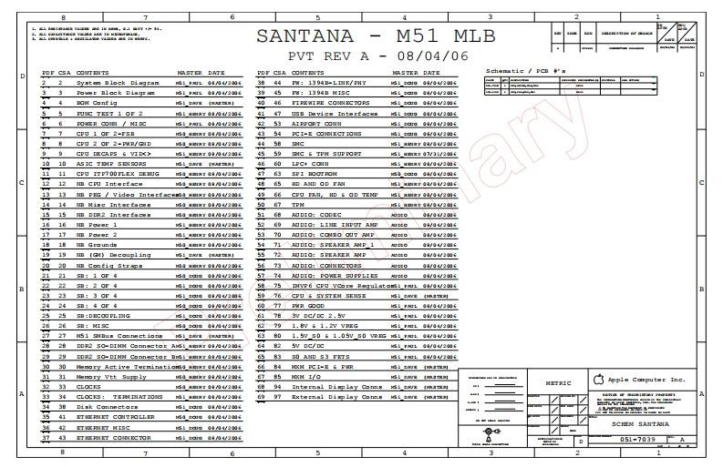 Apple_SANTANA-M51_PVT_051-7039_RevA笔记本电器原理图