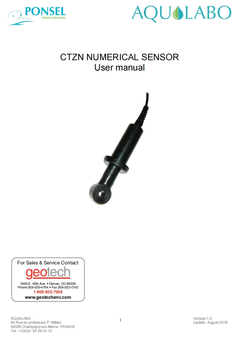 Aqualabo_CTZN_User_使用说明书手册