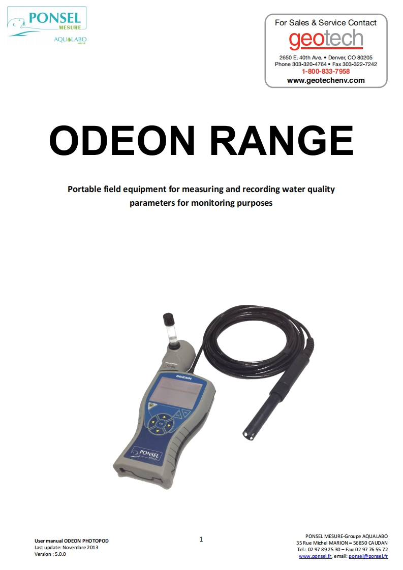 Aqualabo_ODEON_User_使用说明书手册