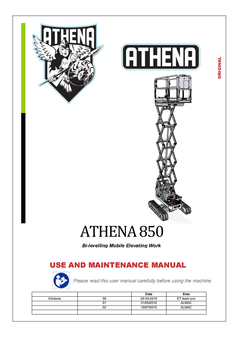 Athena-850-Operators-Manual操作与维护保养说明书手册