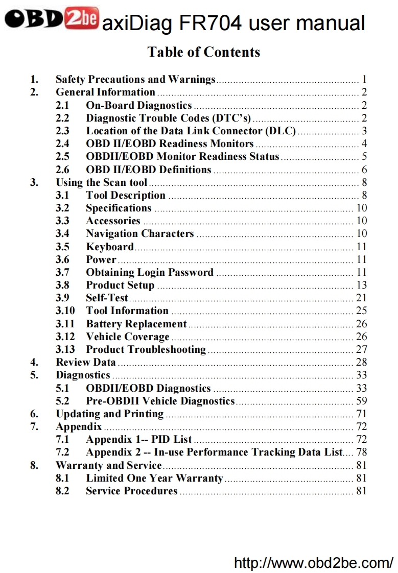 Autel-MaxiDiag-FR704-使用说明书手册