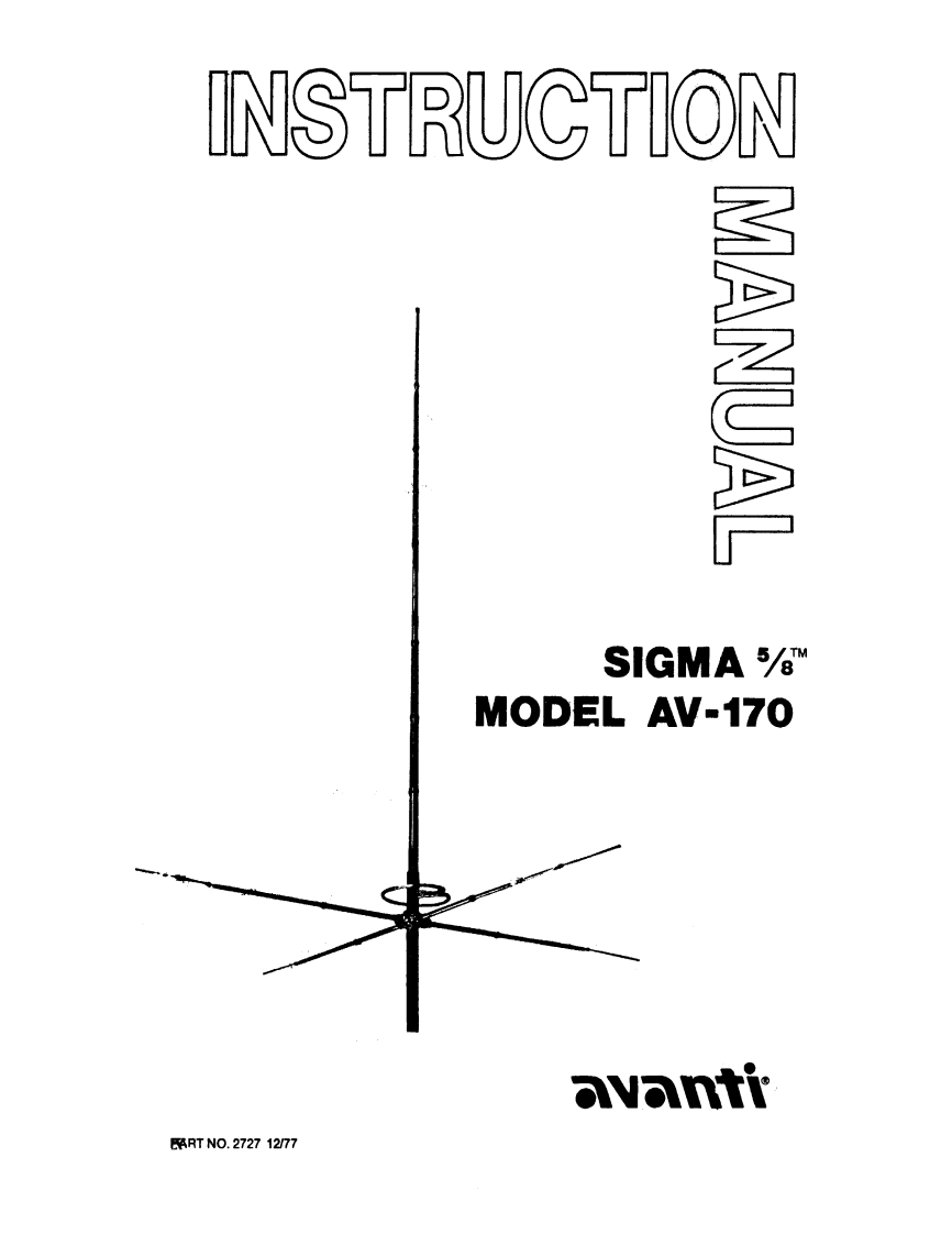 Avanti_AV-170_(Sigma)_Manual操作说明书手册