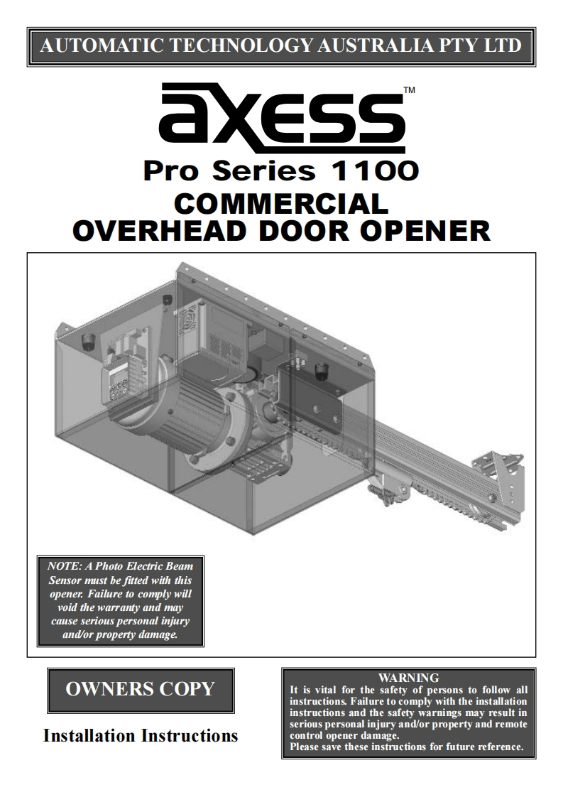 Axess-Pro-Series-1100-操作说明书手册