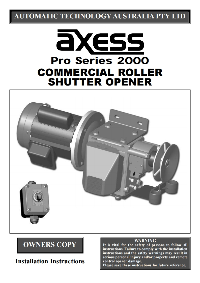 Axess-Pro-Series-2000-操作说明书手册