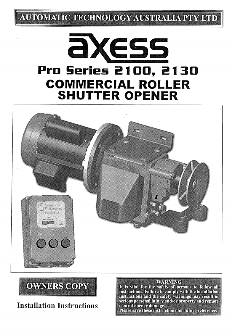 Axess-Pro-Series-2100-2130-Old-ATA-操作说明书手册