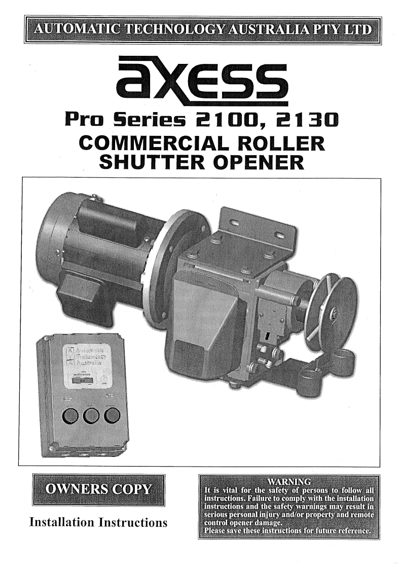 Axess-Pro-Series-2100-2130-Scorpion-操作说明书手册