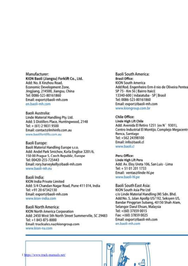 BAOLI-Forklift-KBG15-20-Operators-Manual操作说明书手册