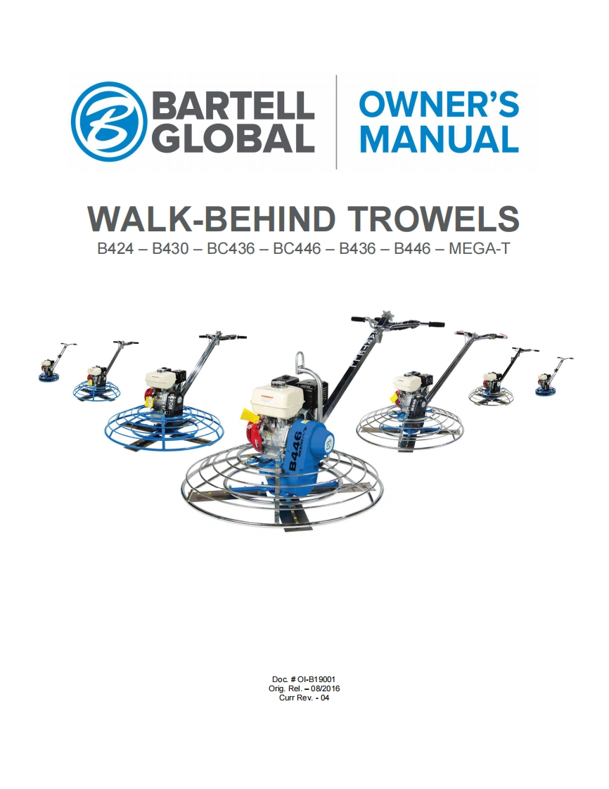 BC436-Power-Trowel-Manual操作与维护手册