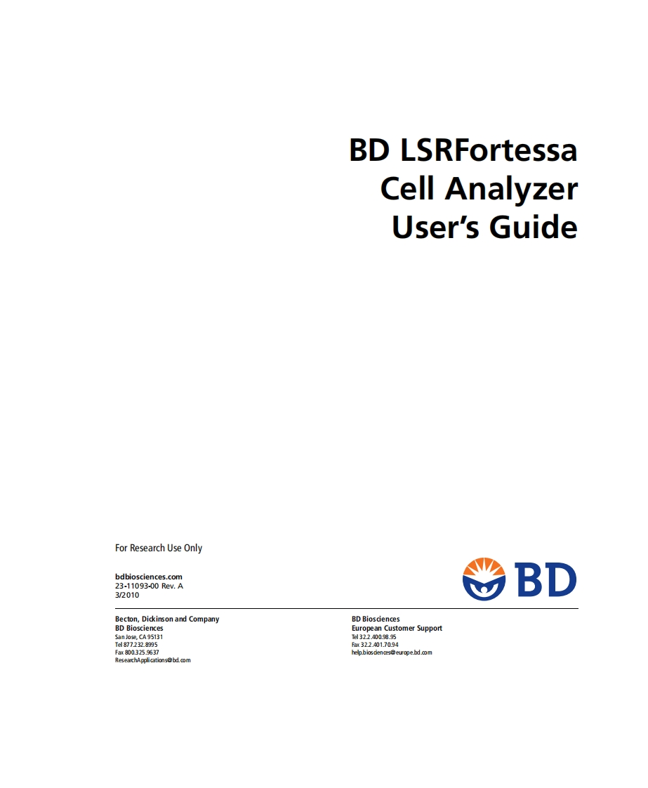 BD-LSRFortessa-Users-Guide标准操作说明书手册