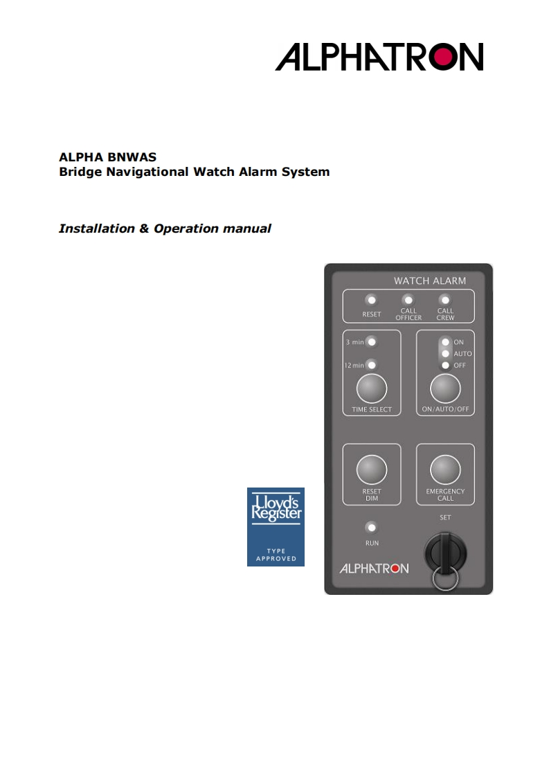 BNWAS-Alphatron-AlphaBNWAS-安装操作说明书手册--6-12-2012