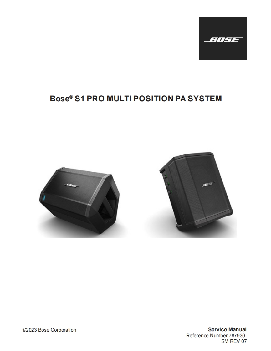 BOSES1_Pro_用户维修手册电气原理图