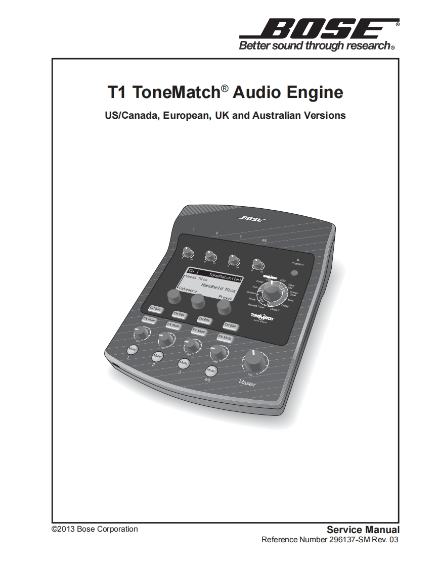BOSET1_ToneMatch_Audio_Engine_用户维修手册电气原理图