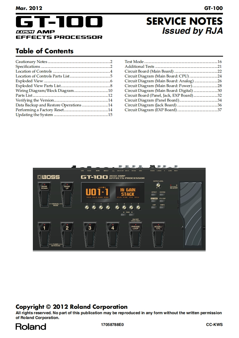 BOSS-gt100维修手册
