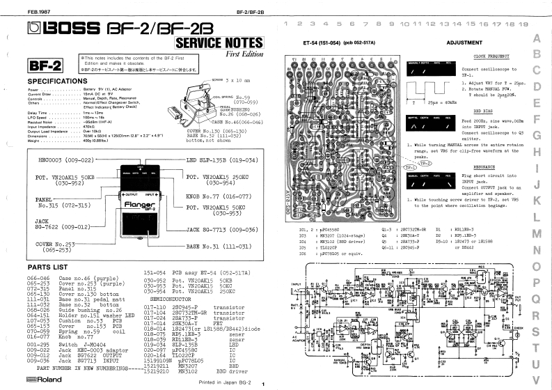 BOSS_BF-2_维修手册电器原理图