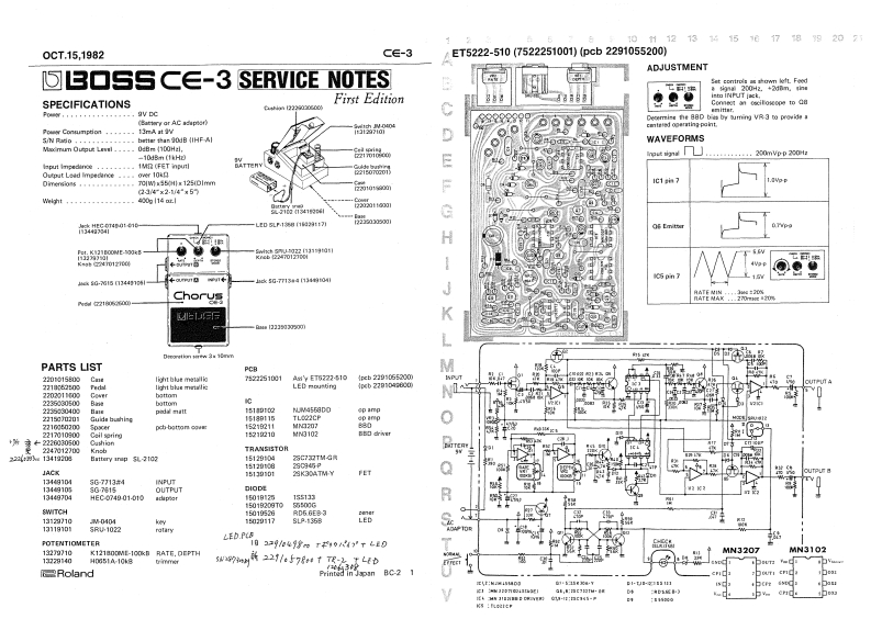BOSS_CE-3_维修手册电器原理图
