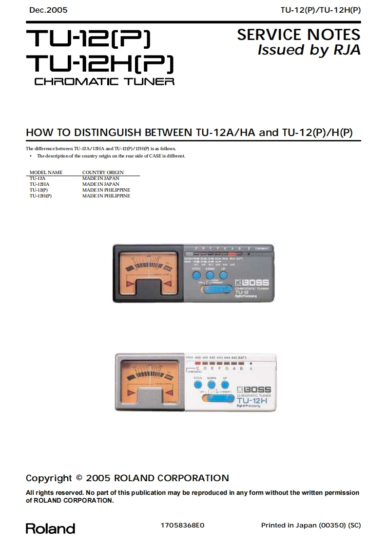 BOSS_TU-12_维修手册电器原理图