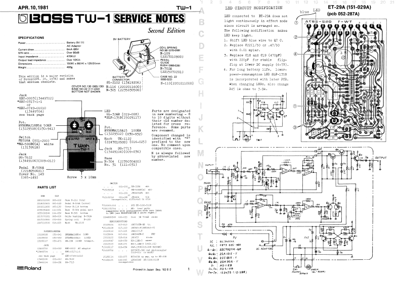 BOSS_TW-1_维修手册电器原理图_2nd