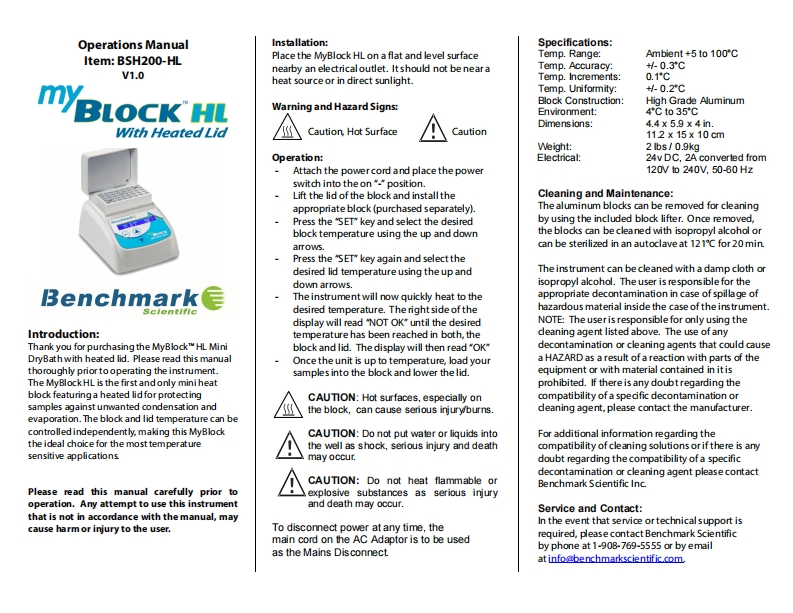BSH200-HL-MYBlock-Heated-Lid-操作说明书手册-rev.10-15