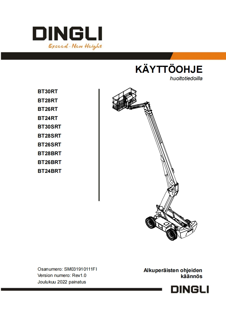 BT24262830RTSRTBRToperatormanual-Finnish(SM031910111FI_Rev1.0）维修维护说明书手册