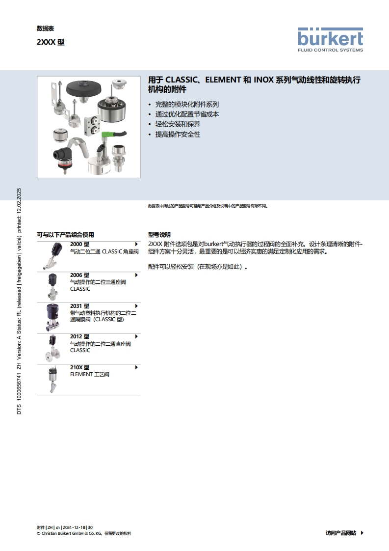 BURKERTDS2XXX-Accessories-中文安装操作说明书手册