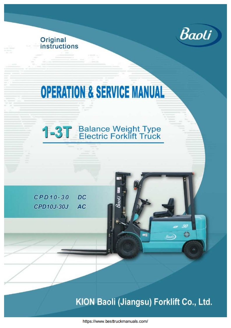 Baoli-CPD-10-30-Electric-Forklift-Truck-Operator---Service-Manual维修维护手册-PDF