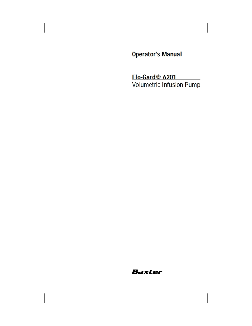 Baxter-6201-Infusion-Pump-操作说明书手册