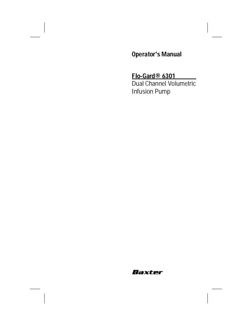 Baxter-6301-Infusion-Pump-操作说明书手册
