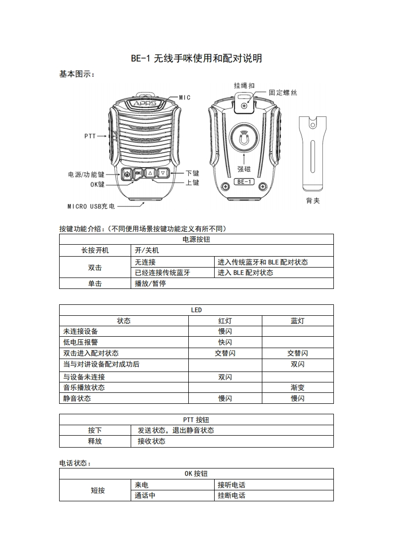 Be-1无线手咪使用说明-