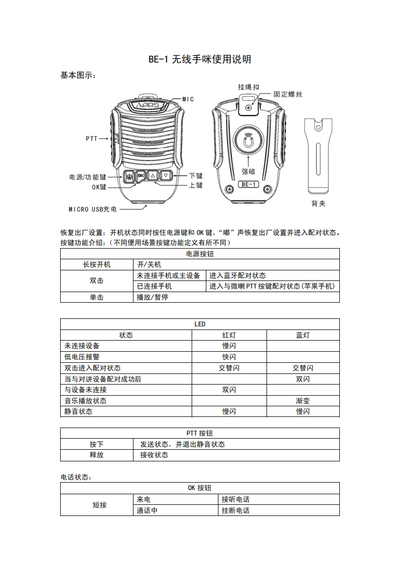 Be-1无线手咪使用说明
