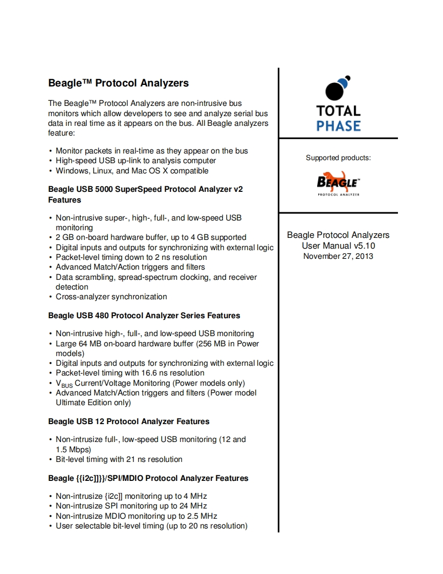 Beagle-I2C-SPI-Protocol-Analyzer-操作说明书手册