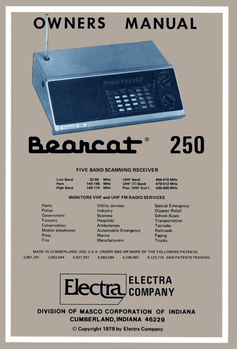 Bearcat-BC250-(Manual操作说明书手册)