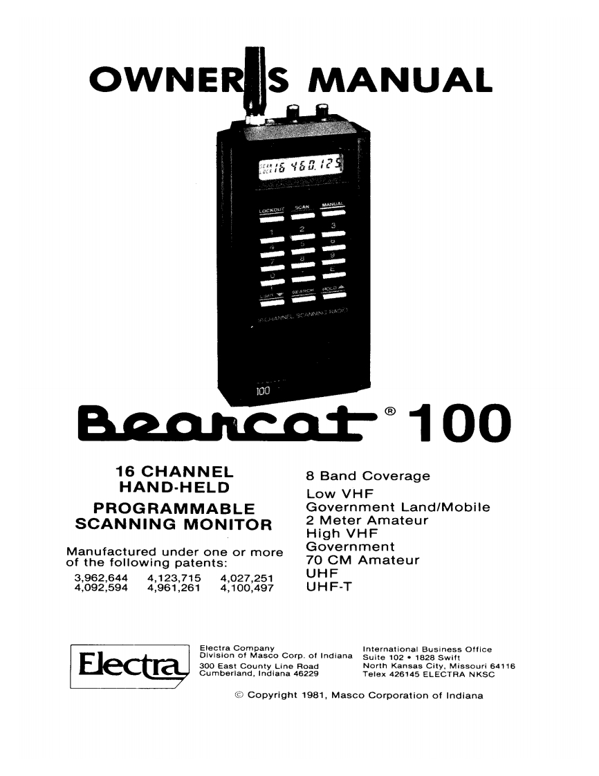 Bearcat_100_(Manual操作说明书手册)