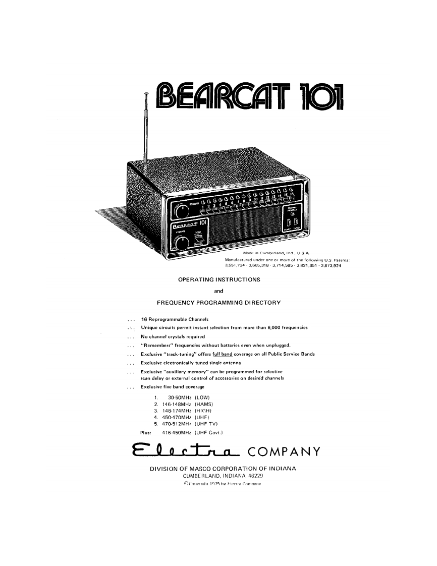 Bearcat_101_(Manual操作说明书手册)