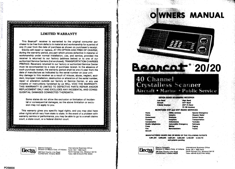 Bearcat_BC20-20_(Manual操作说明书手册)