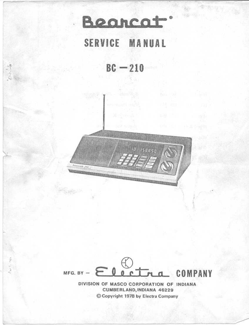 Bearcat_BC210_(Service_Manual维修手册含电器原理图)