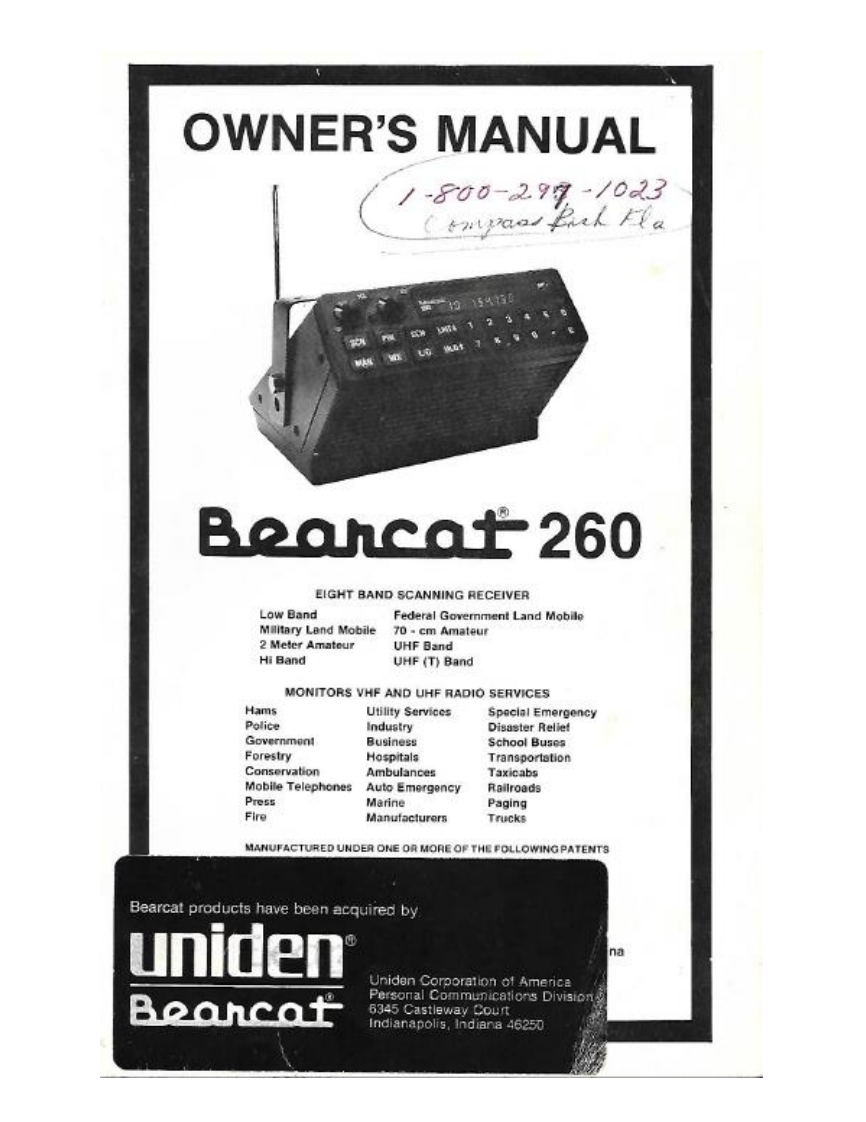 Bearcat_BC260_(Manual操作说明书手册)