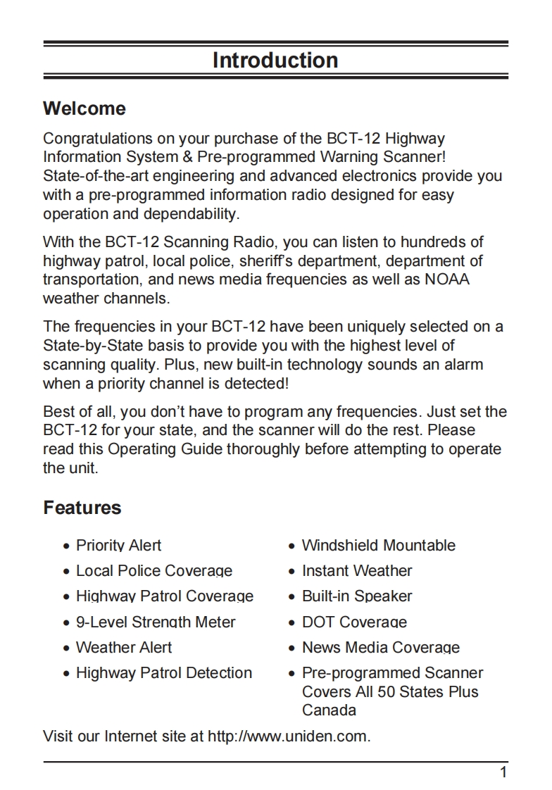 Bearcat_BCT-12_(Manual操作说明书手册)