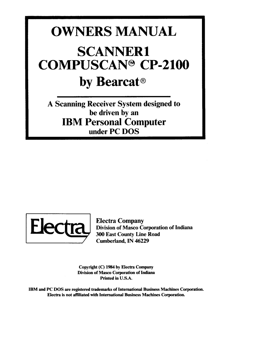 Bearcat_CP2100_(Manual操作说明书手册)