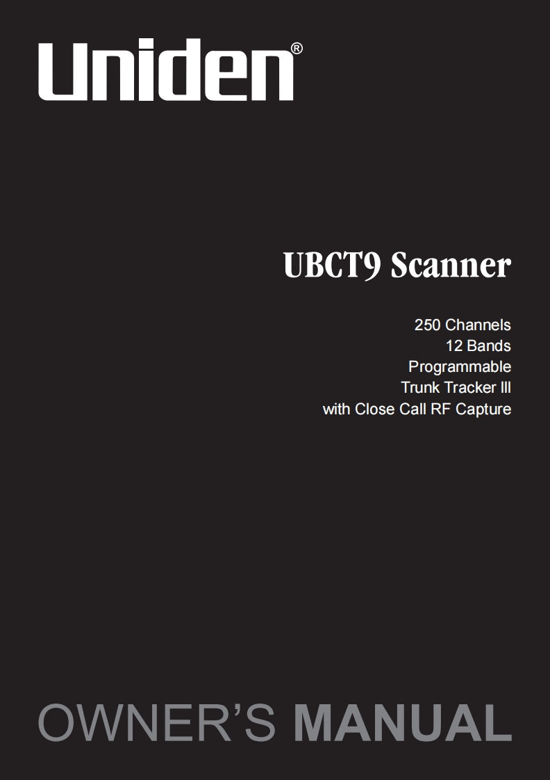 Bearcat_UBCT-9_(Manual操作说明书手册)