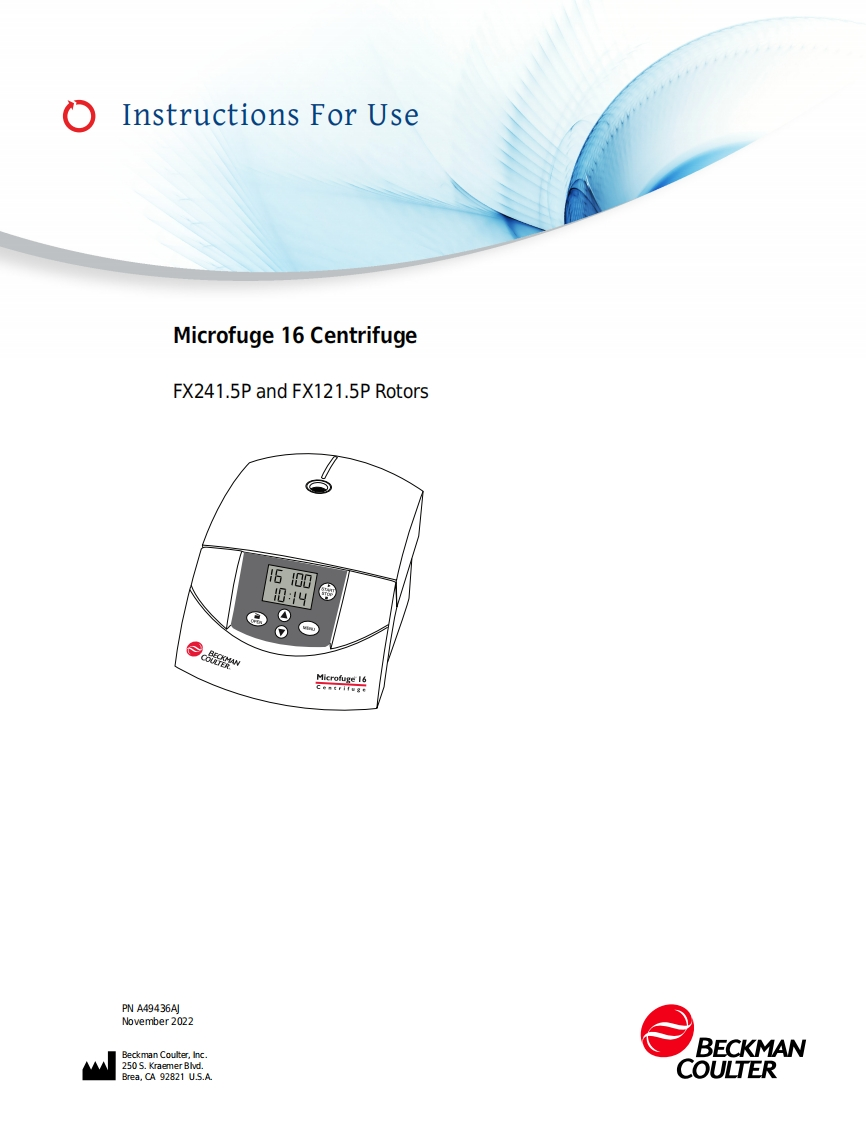Beckman-Coulter-Microfuge-16-Centrifuge-操作说明书手册