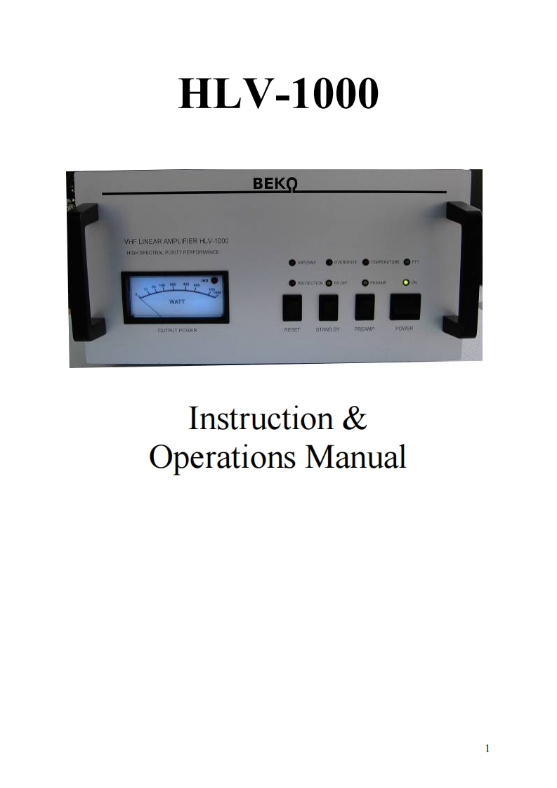 Beko_HLV-1000-Manual操作说明书手册-(2014)