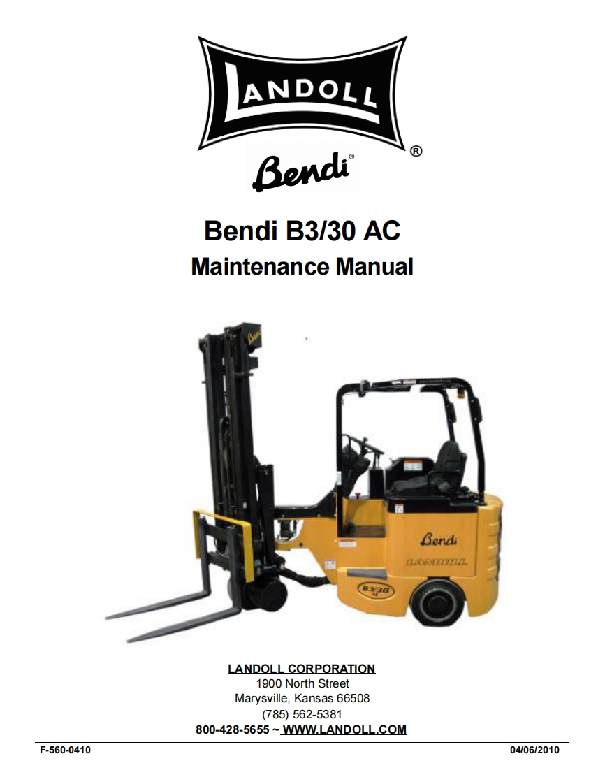 Bendi-B3-30-AC-Forklift-Truck-维修维护手册