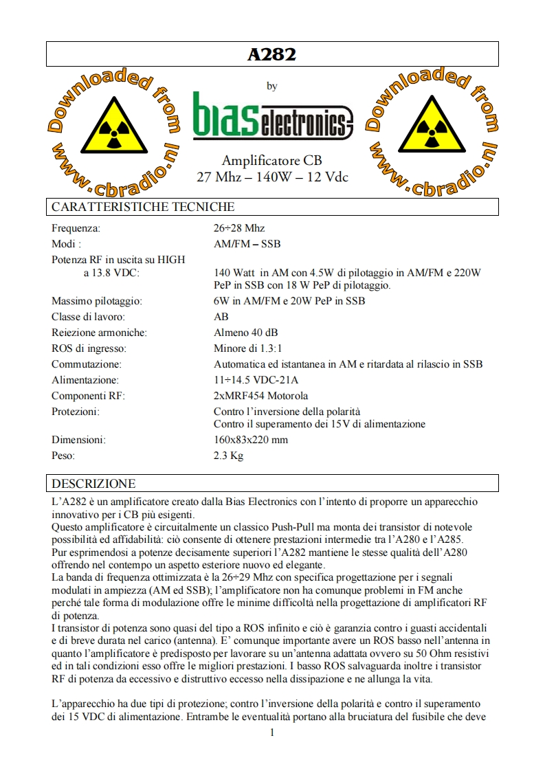 Bias_A282_ITA操作说明书手册
